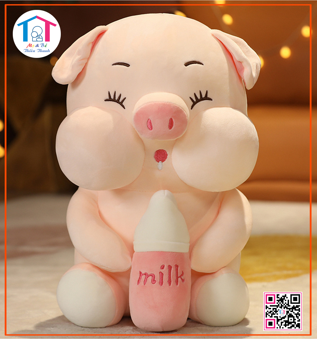 Thú bông Heo ôm bình sữa