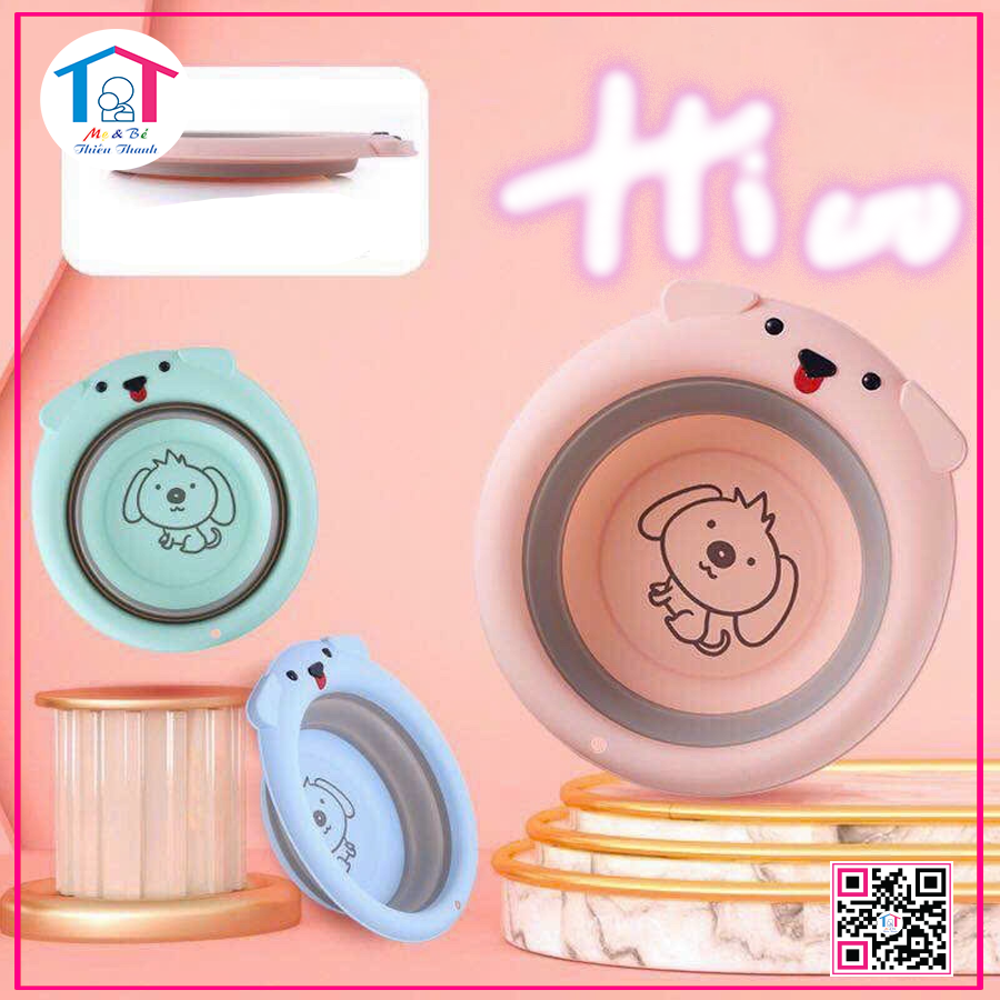 Thau rửa mặt gấp gọn in hình cute
